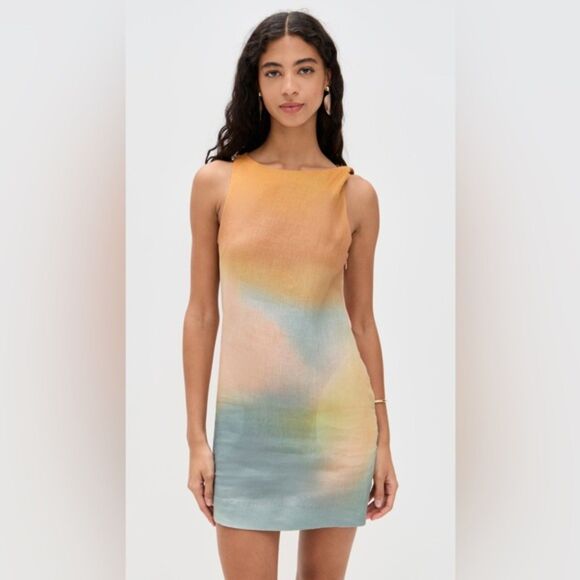 STAUD Gradient Linen Dress Boa – Sleeveless, Size L - Picture 1 of 9